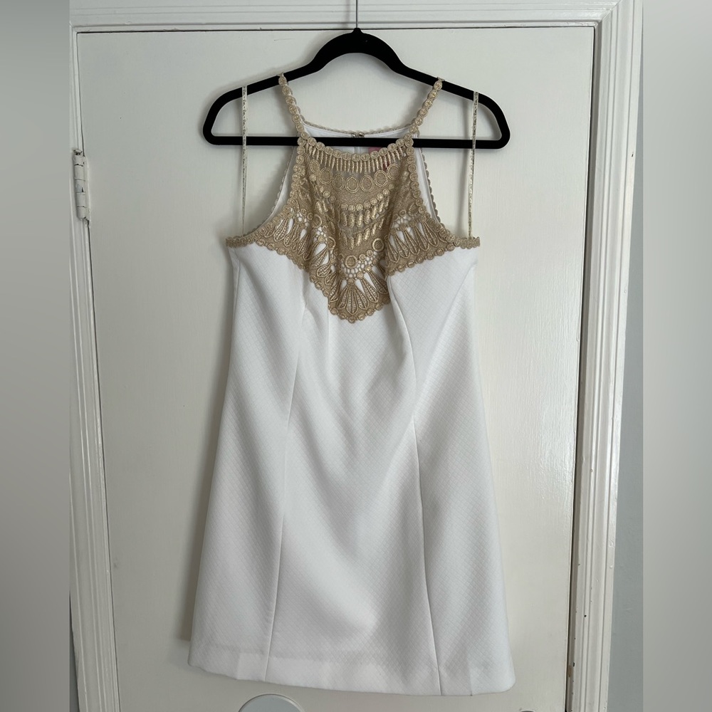 Lilly Pulitzer White and Gold detailed dress - size 10